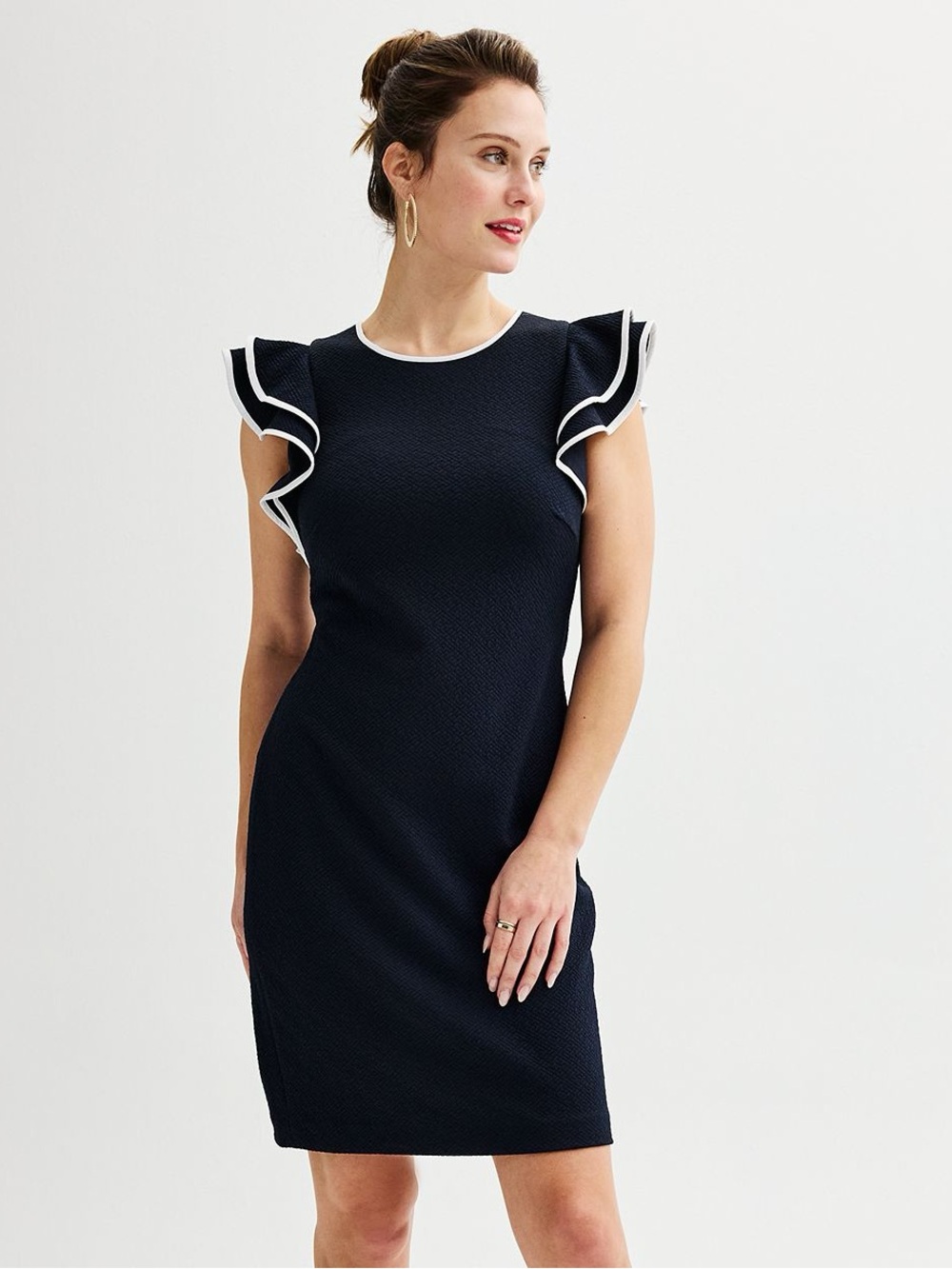 Andrew Marc Ruffle Sleeve Sheath Dress